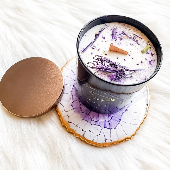 Black, Resin Geode Candle Coaster, Gift - Picture 5 of 13